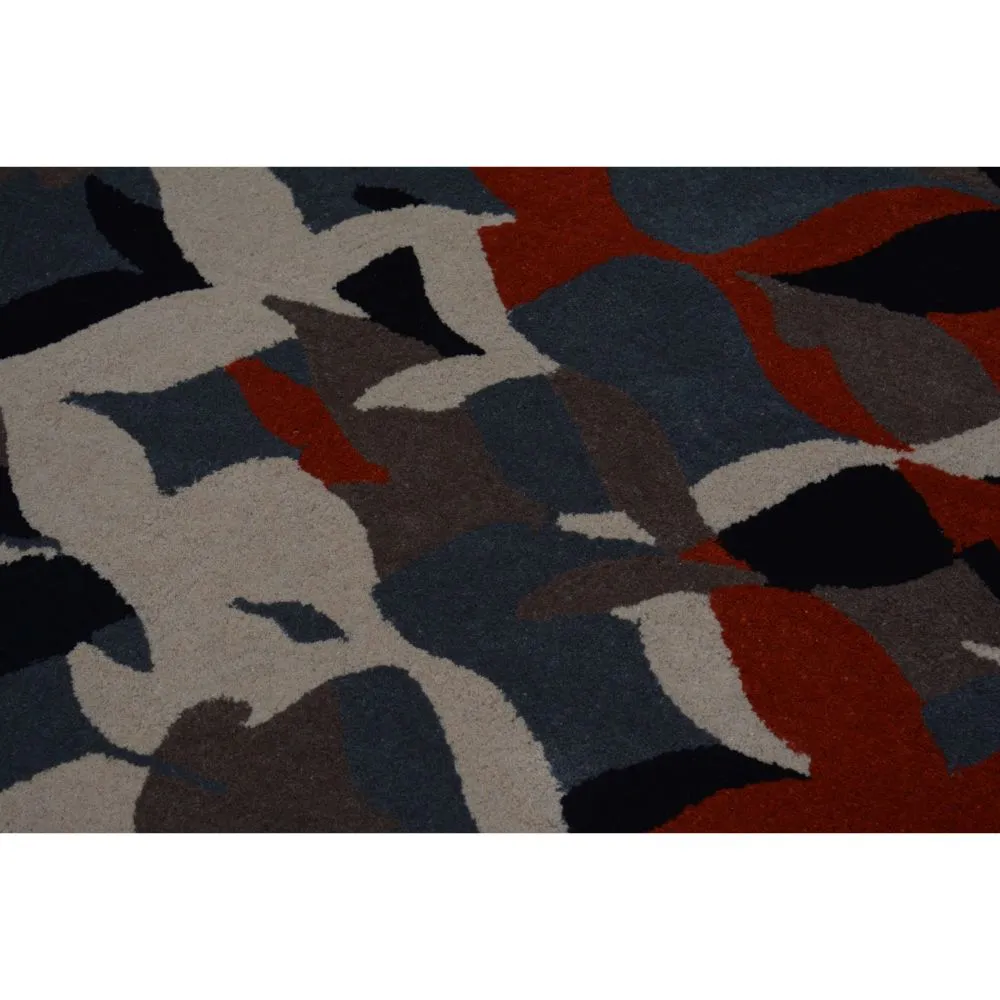 Abstract Designer Gray & Orange Area Carpet 2*5ft