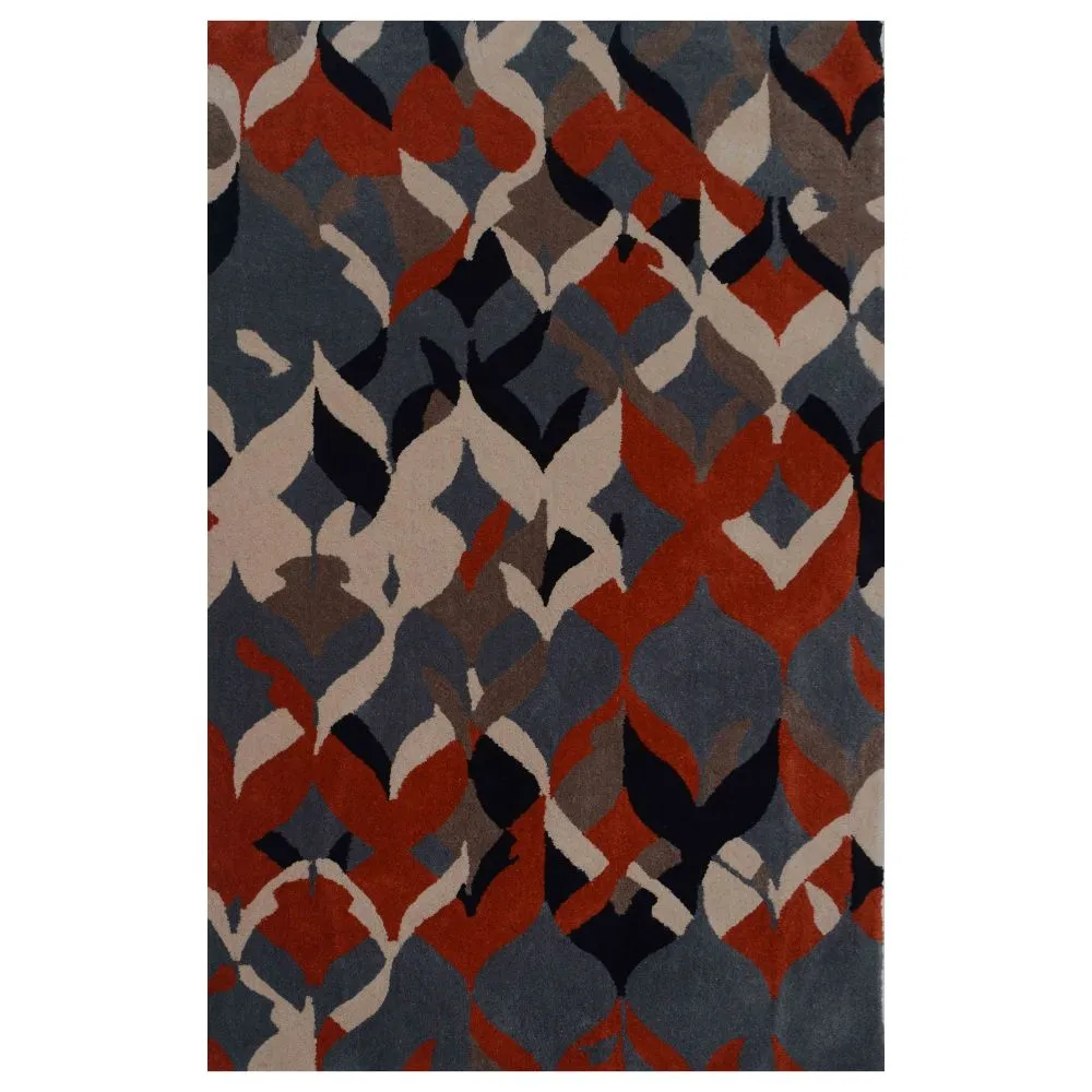 Abstract Designer Gray & Orange Area Carpet 2*5ft