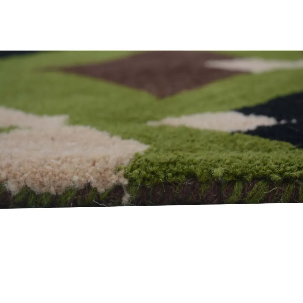 Abstract Designer Green & Brown Area Carpet 2*5ft
