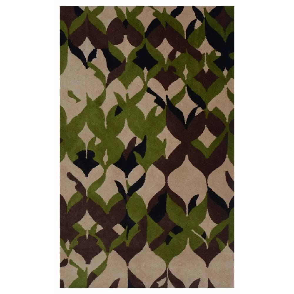 Abstract Designer Green & Brown Area Carpet 2*5ft