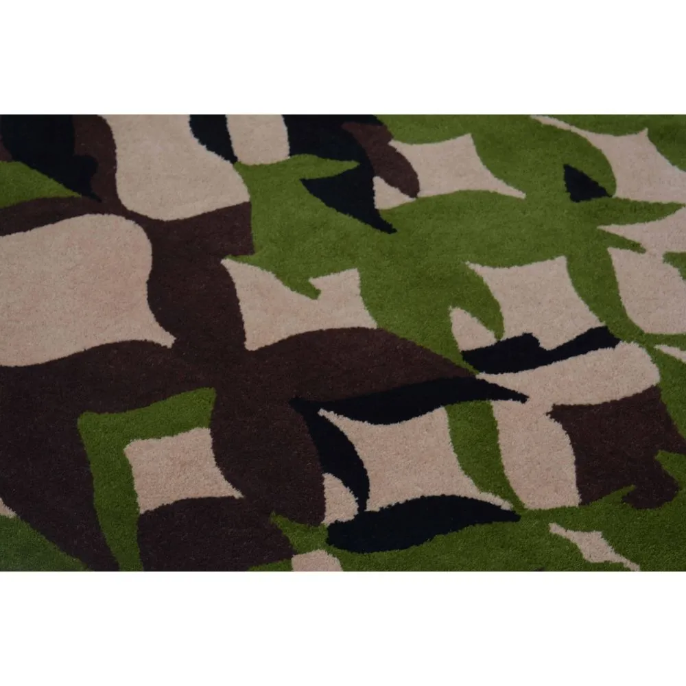 Abstract Designer Green & Brown Area Carpet 2*5ft