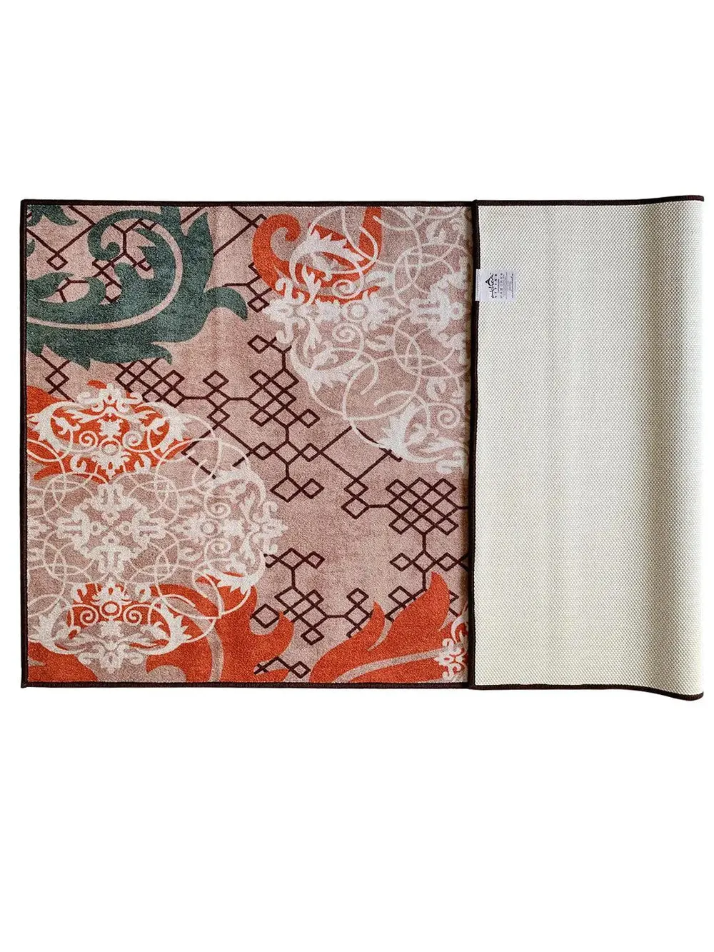 Abstract Designer Orange & Green Printed Premium Area Carpet ( 3 ft x5 ft & 4 ft x 6 ft ) 3X5 ft