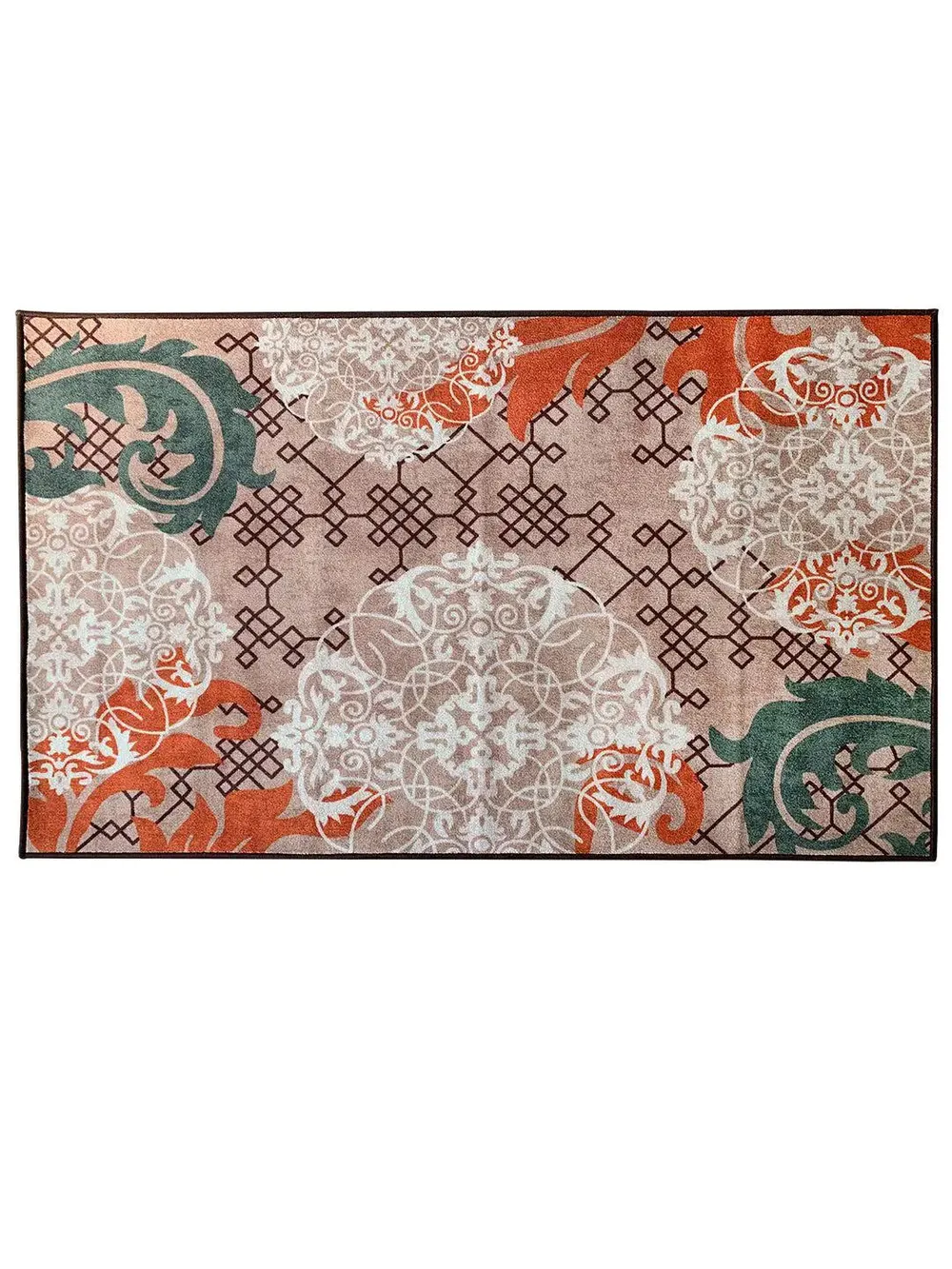 Abstract Designer Orange & Green Printed Premium Area Carpet ( 3 ft x5 ft & 4 ft x 6 ft ) 3X5 ft