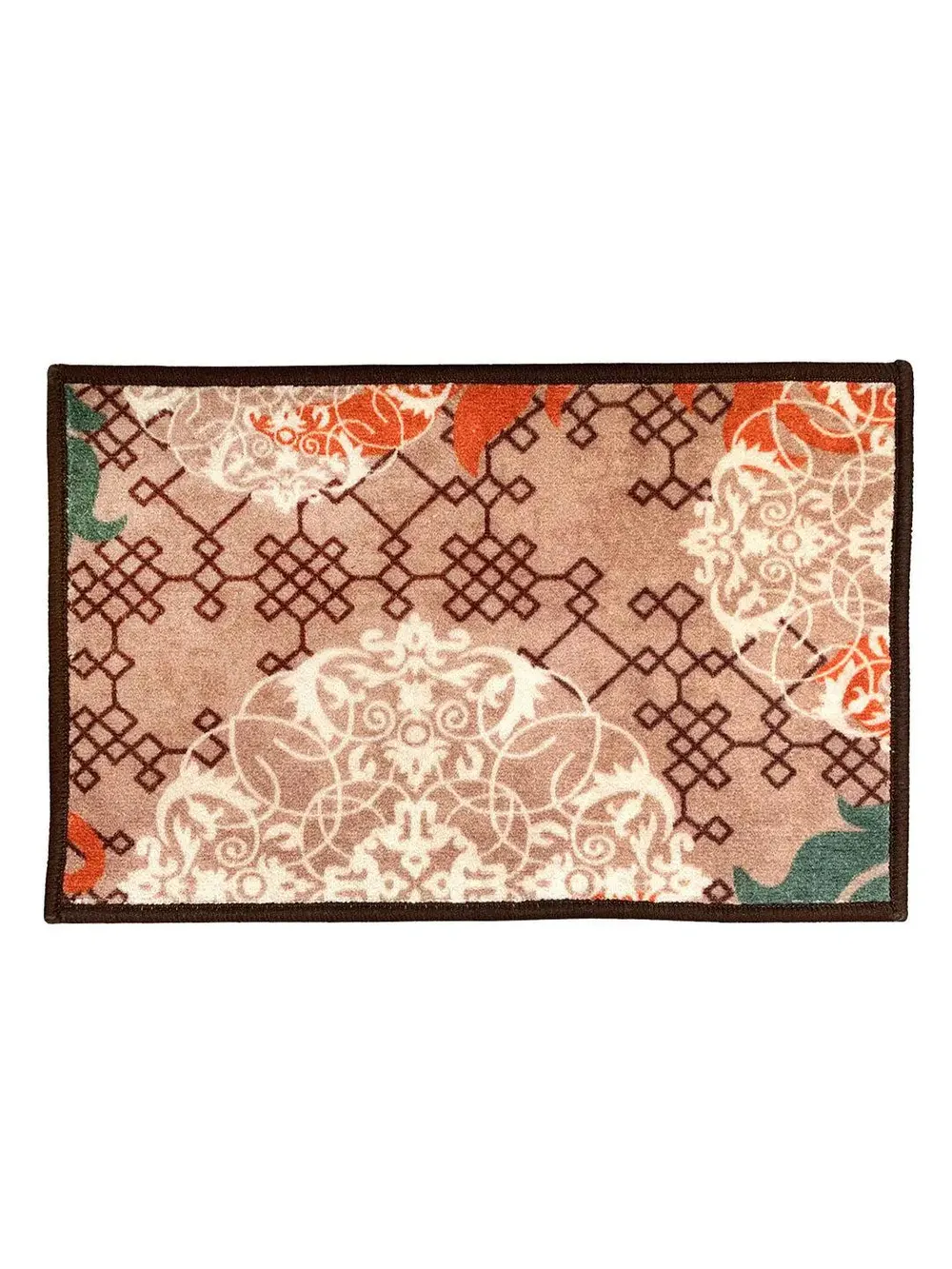 Abstract Designer Orange & Green Printed Premium Doormat (14 X 22 )Inches