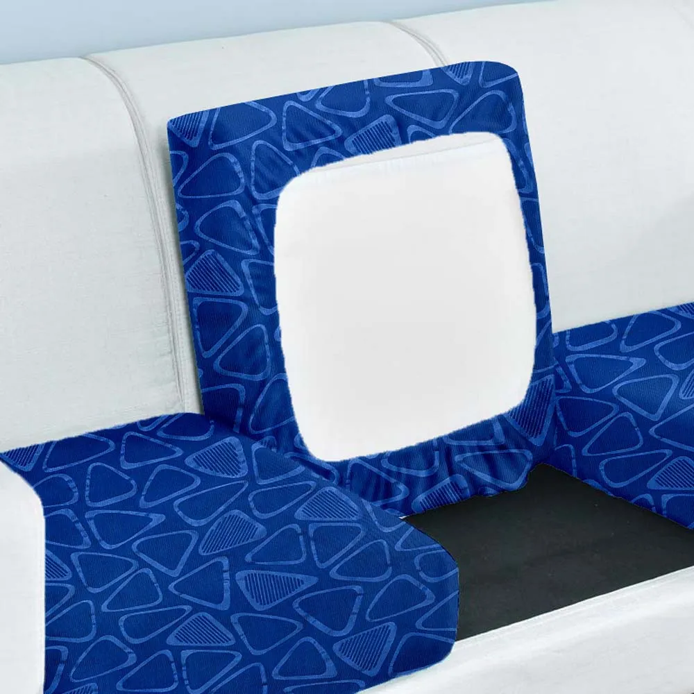 Abstract Designer Strechable Blue Sofa Seat Cover Set Of 2/4/6/8 Pack of 2