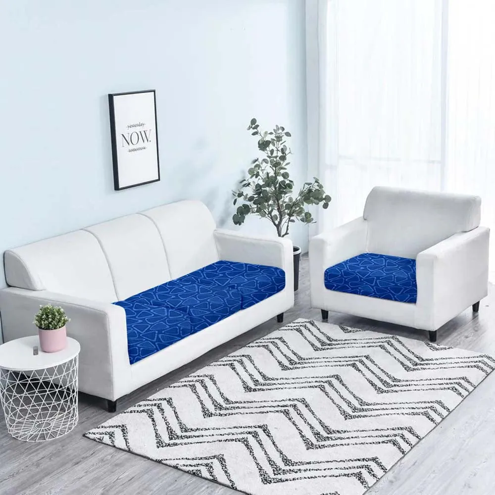 Abstract Designer Strechable Blue Sofa Seat Cover Set Of 2/4/6/8 Pack of 2