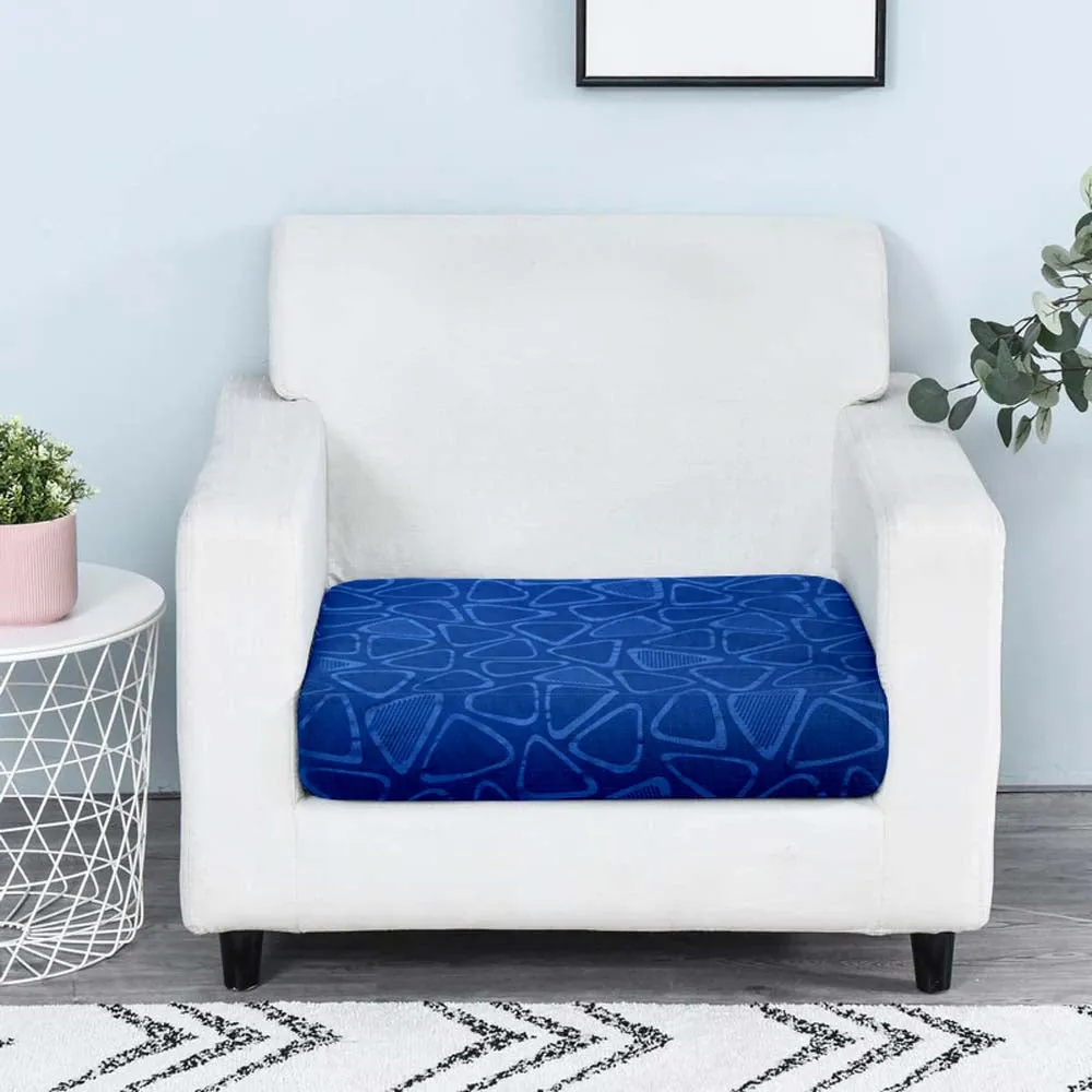 Abstract Designer Strechable Blue Sofa Seat Cover Set Of 2/4/6/8 Pack of 2