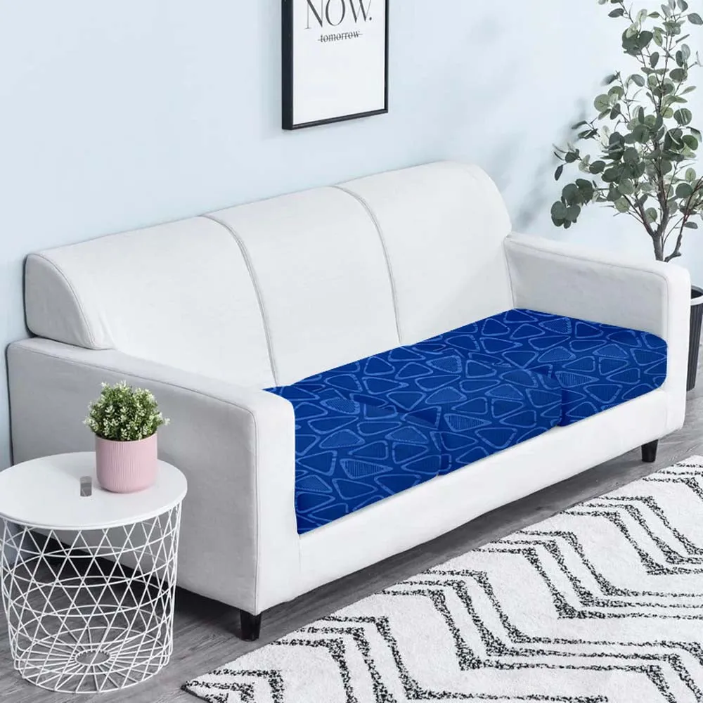 Abstract Designer Strechable Blue Sofa Seat Cover Set Of 2/4/6/8 Pack of 2
