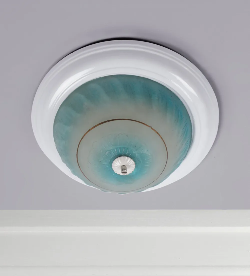 Abstract Dome Shaped White Flush Mount Light