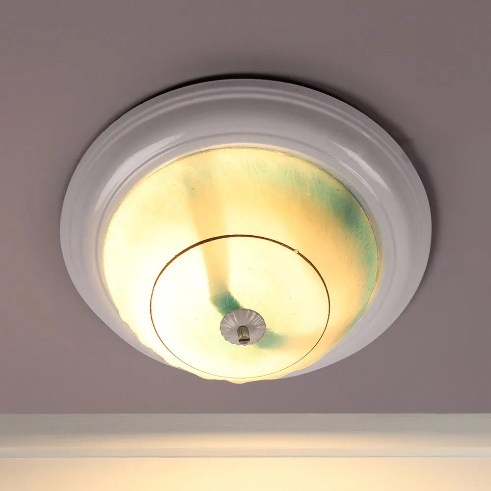 Abstract Dome Shaped White Flush Mount Light
