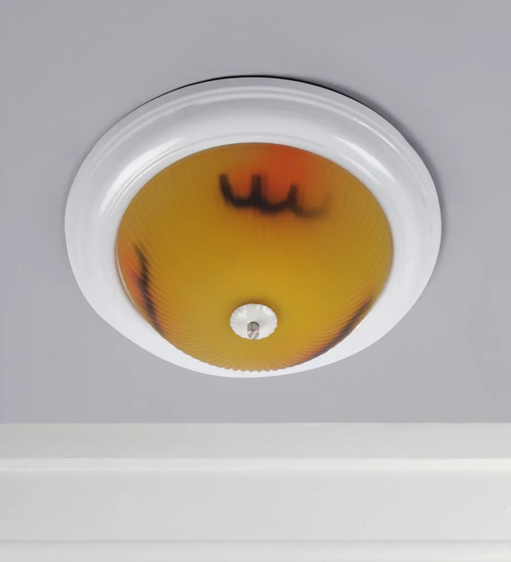 Abstract Dome Shaped Yellow Flush Mount Light