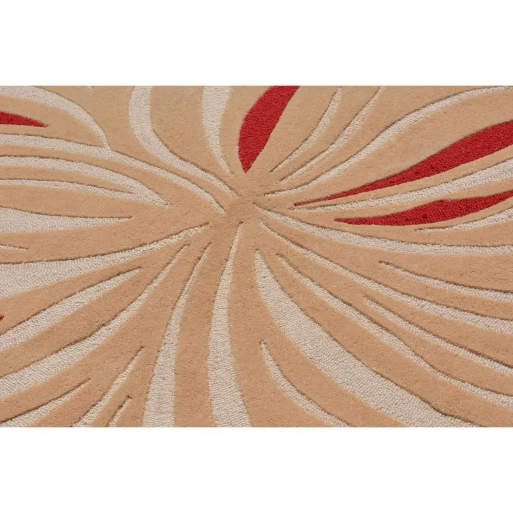 Abstract Fire Flames Designed Red & Beige Tufted Area Carpet 3X5ft