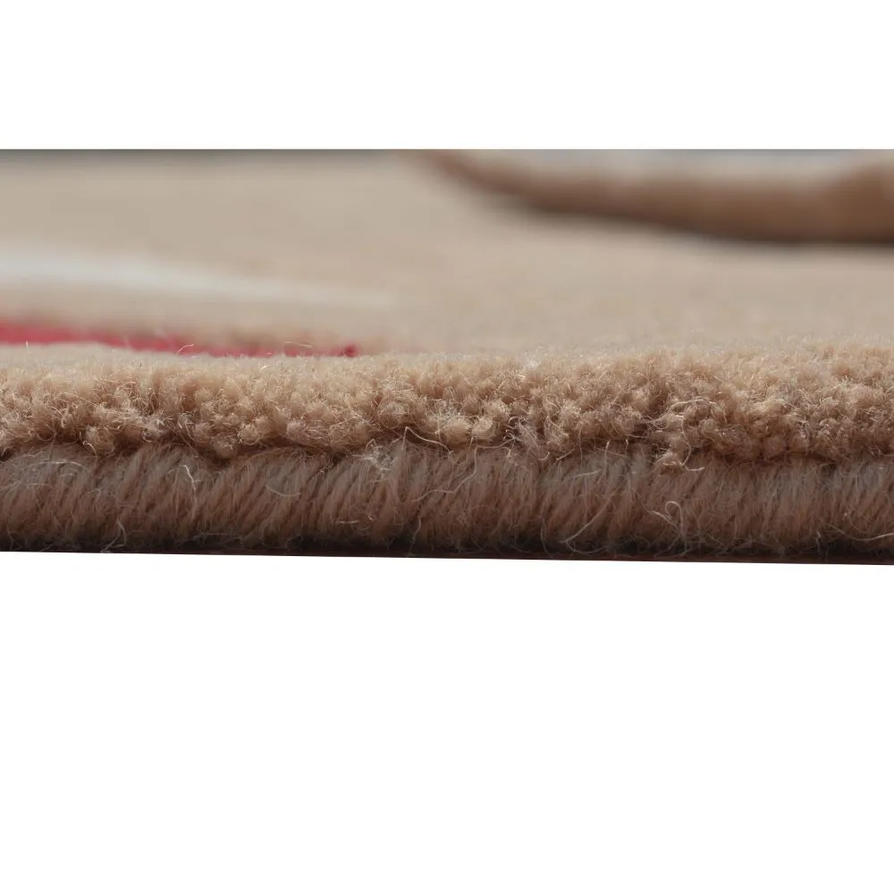Abstract Fire Flames Designed Red & Beige Tufted Area Carpet 3X5ft