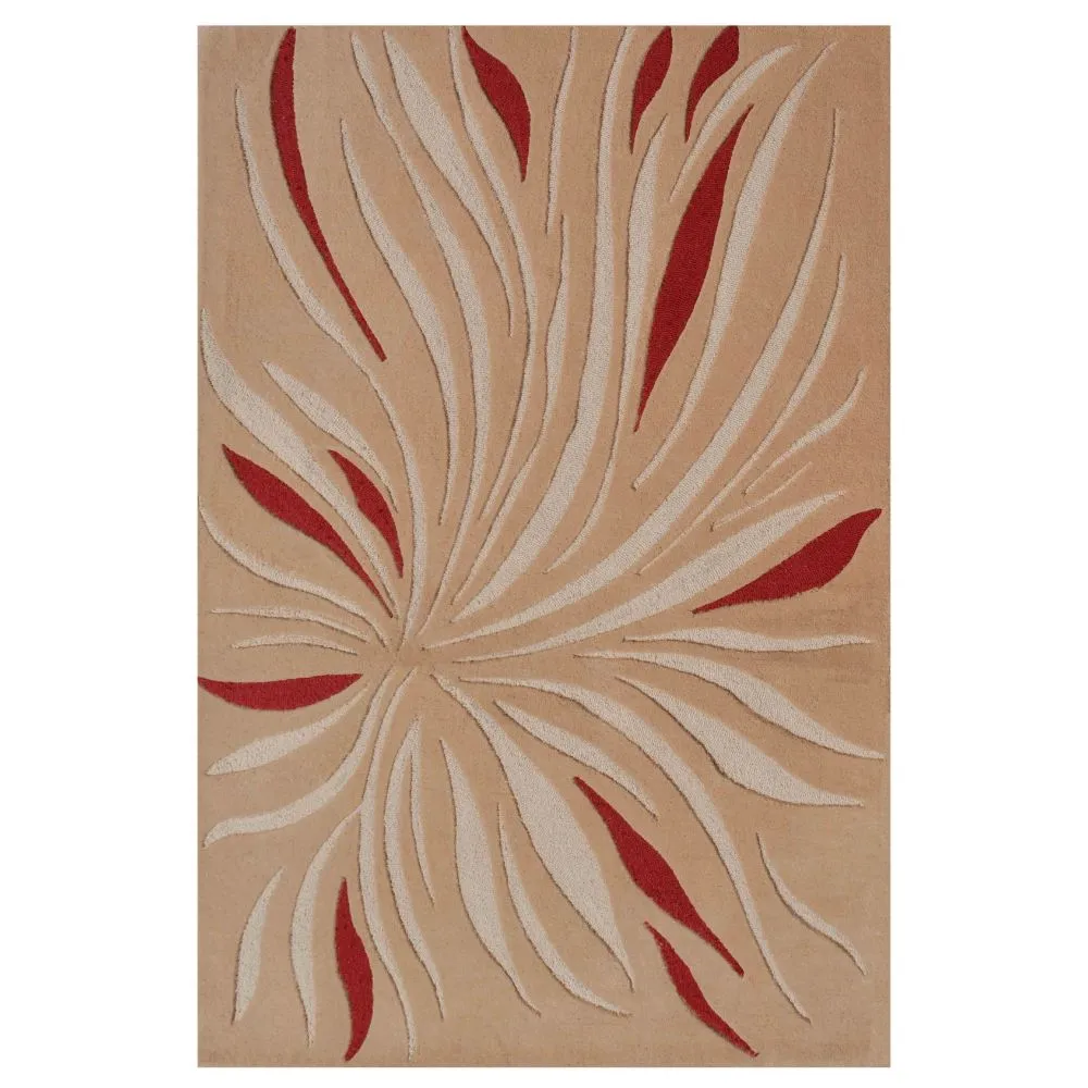 Abstract Fire Flames Designed Red & Beige Tufted Area Carpet 3X5ft