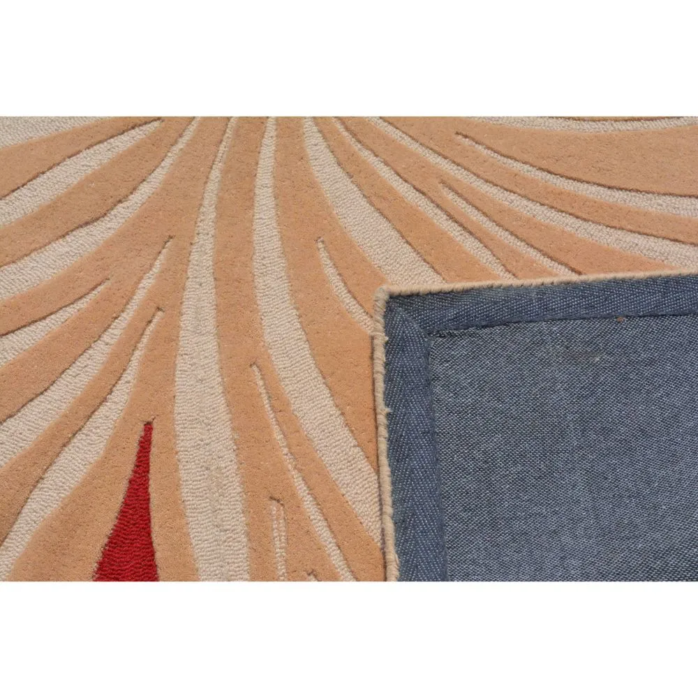 Abstract Fire Flames Designed Red & Beige Tufted Area Carpet 3X5ft