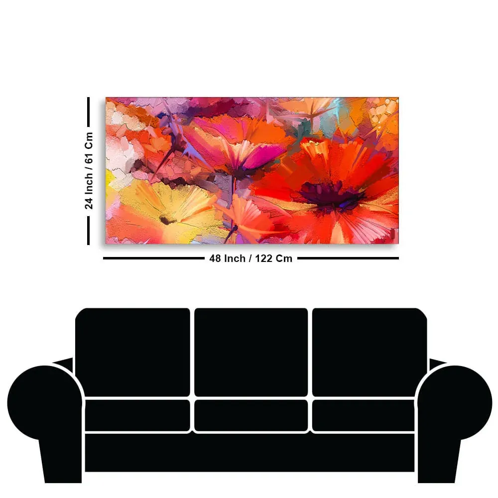 Abstract Floral Burst Canvas Wall Painting With Frame