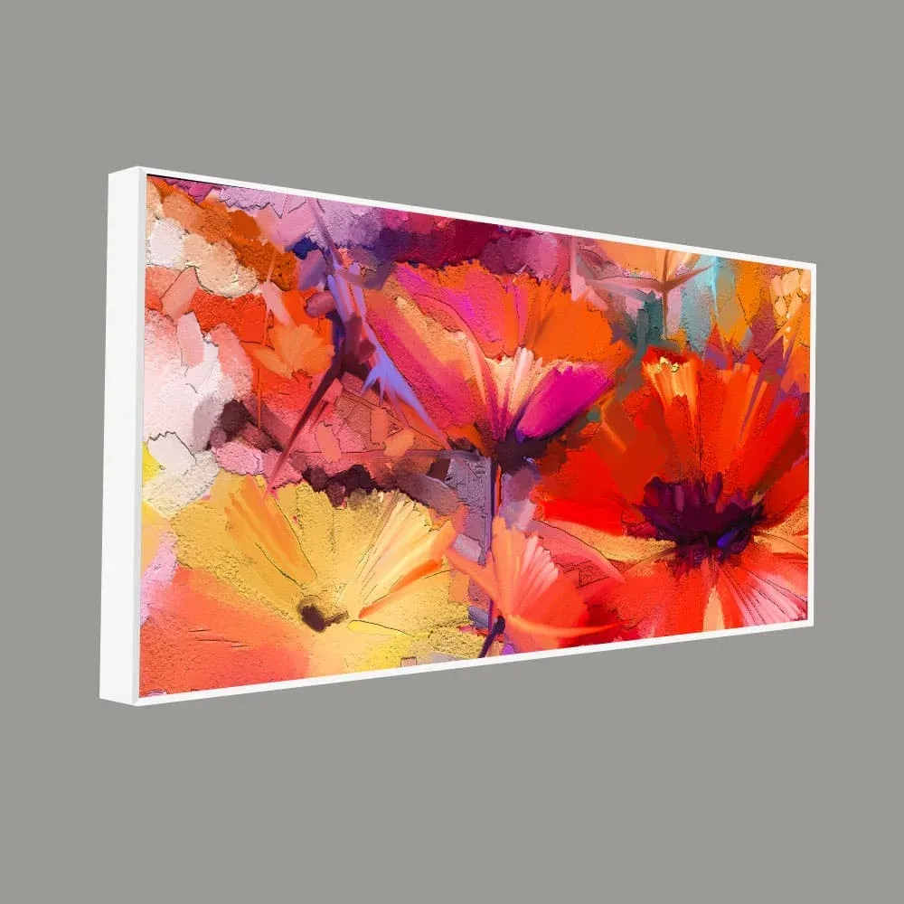 Abstract Floral Burst Canvas Wall Painting With Frame