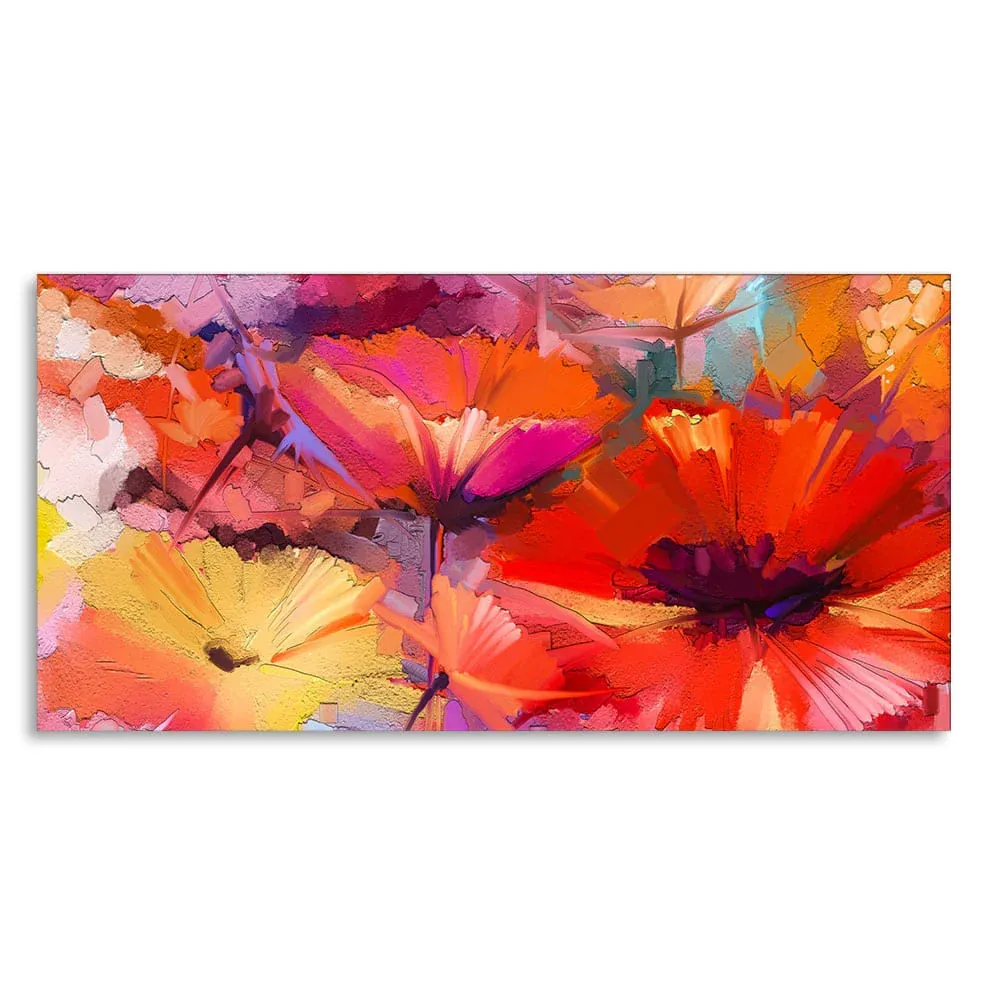 Abstract Floral Burst Canvas Wall Painting With Frame