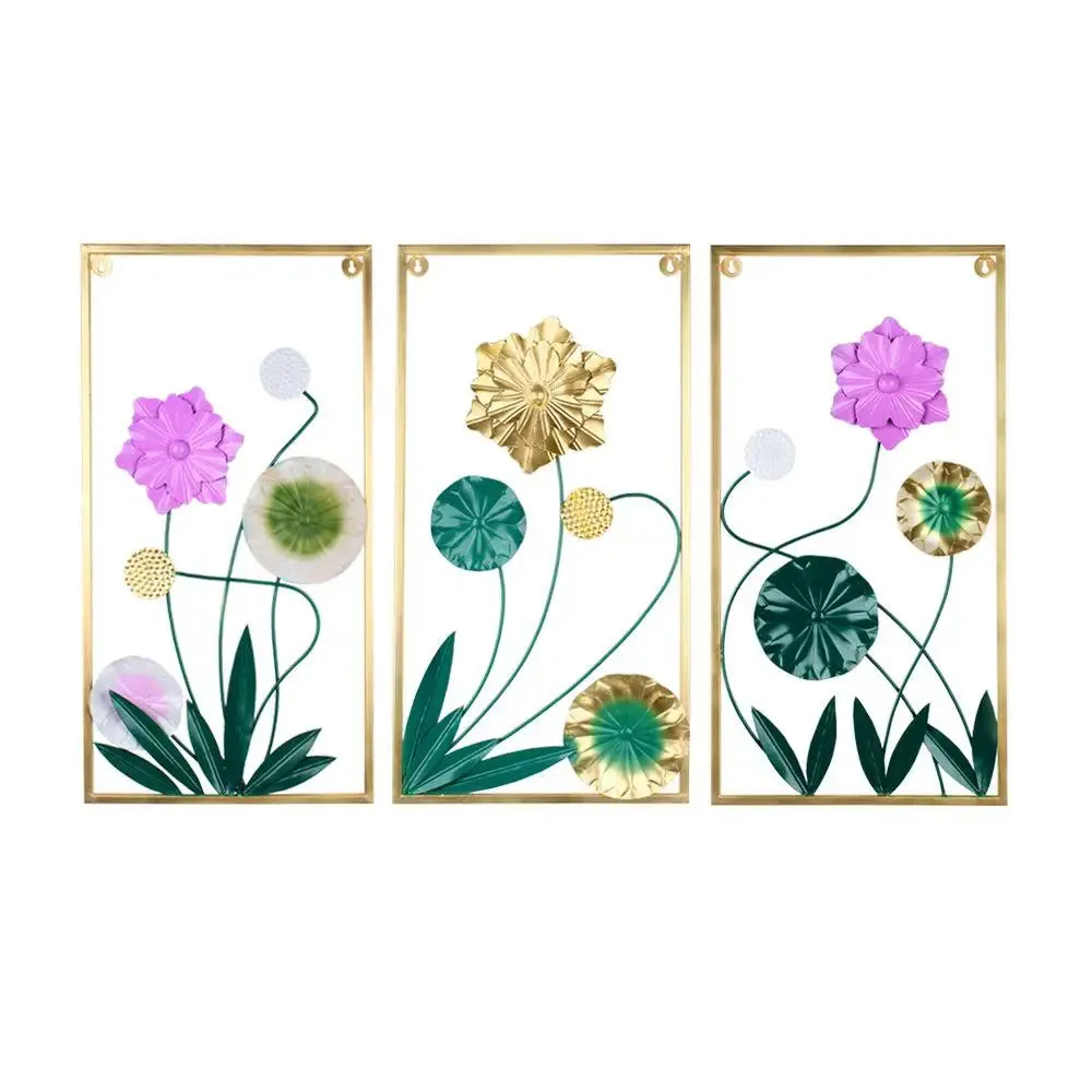 Abstract Floral White & Gold Metal Wall Art Decor for Living Room