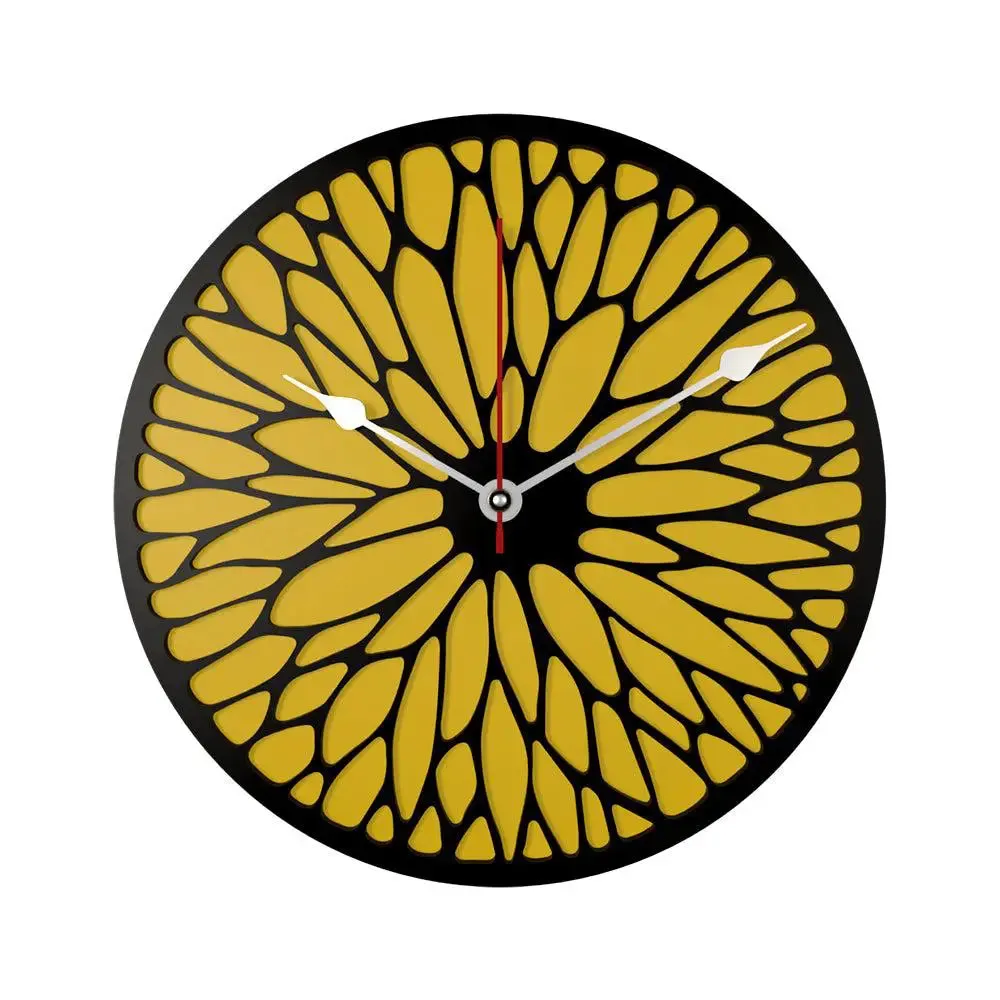 Abstract Flower Design in Dual Color Wooden Wall Clock