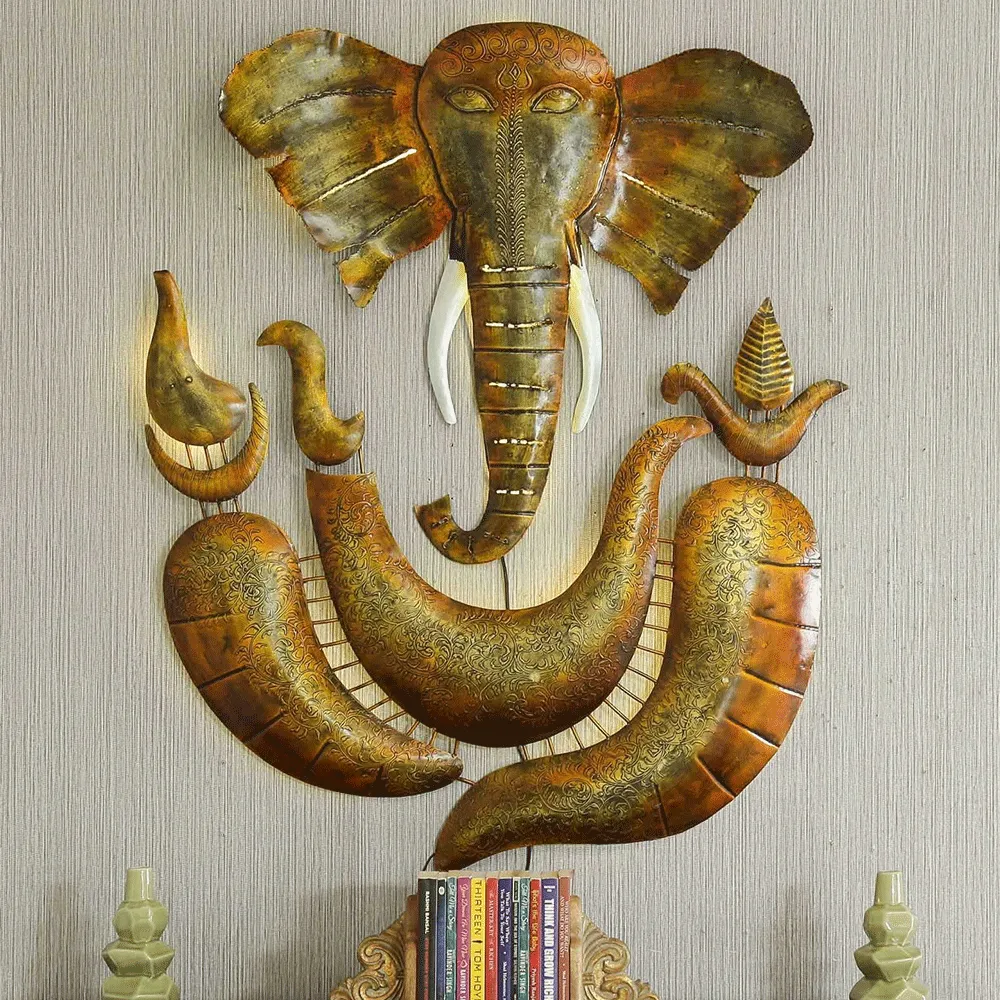 Abstract Ganesha Metal Wall Art With LED