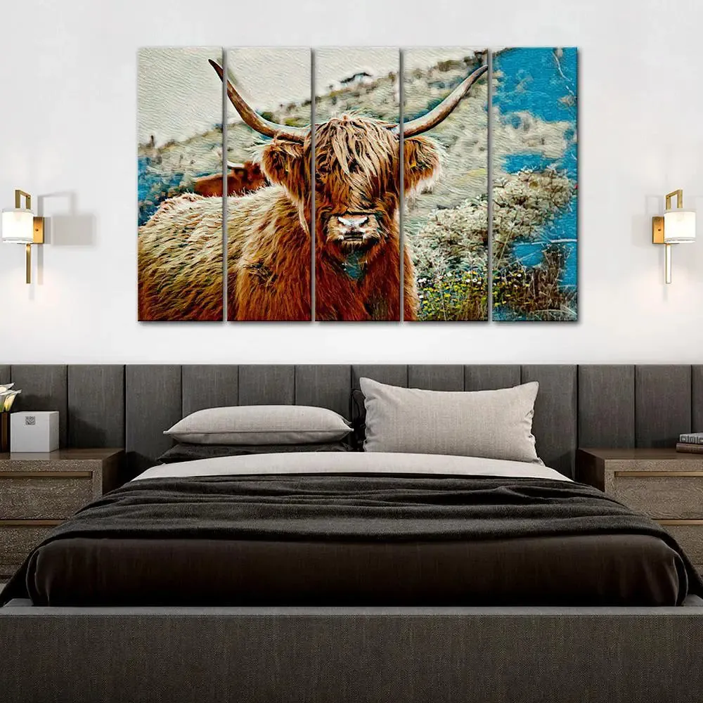 Abstract Hairy Bull Canvas Wall Painting
