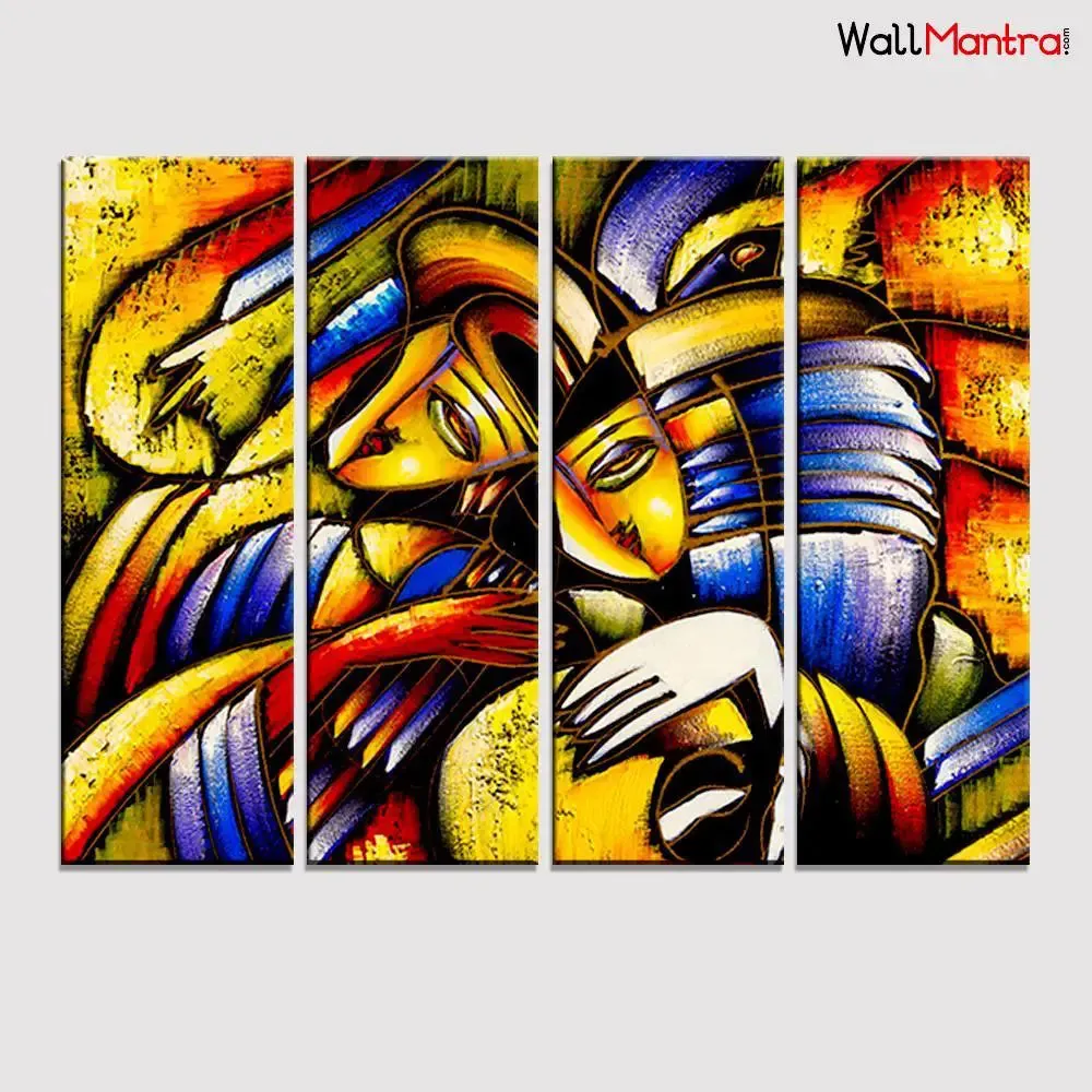 Abstract Human Figure Wall Painting 4 Pieces Abstract Design Canvas Printed Painting