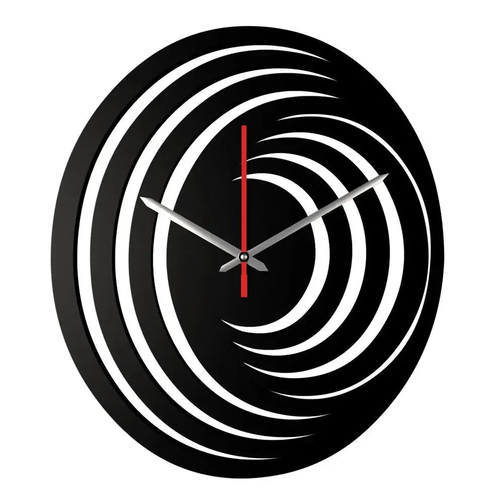 Abstract Hurricane Logo in Black Color Wooden Wall Clock