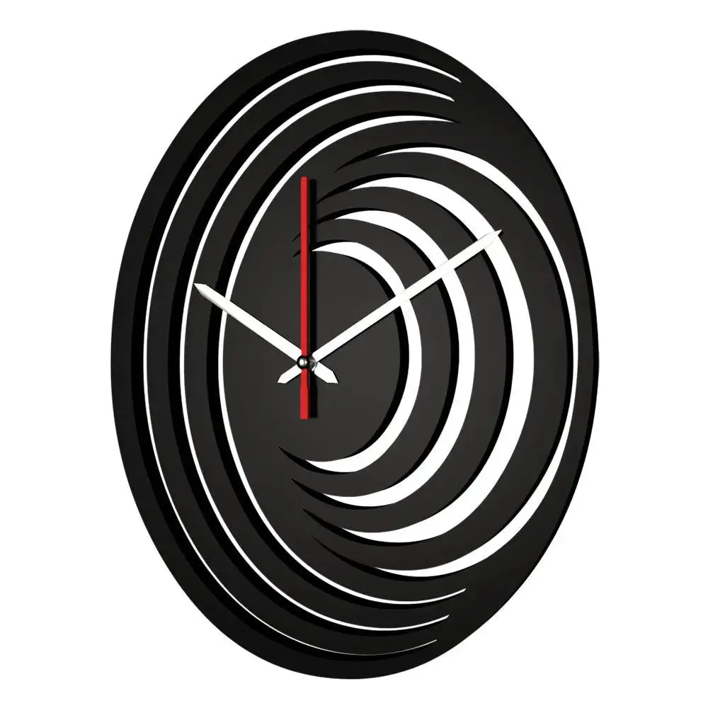 Abstract Hurricane Logo in Black Color Wooden Wall Clock