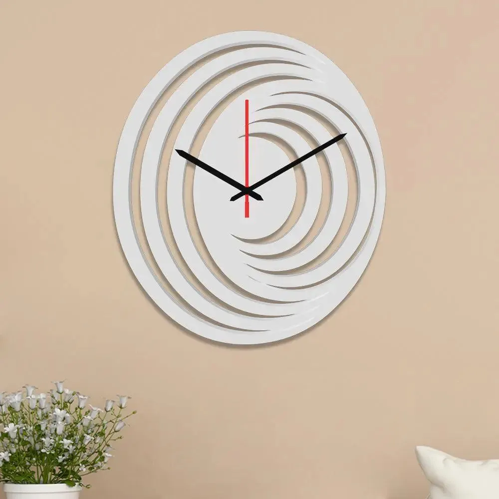 Abstract Hurricane Logo in White Color Wooden Wall Clock