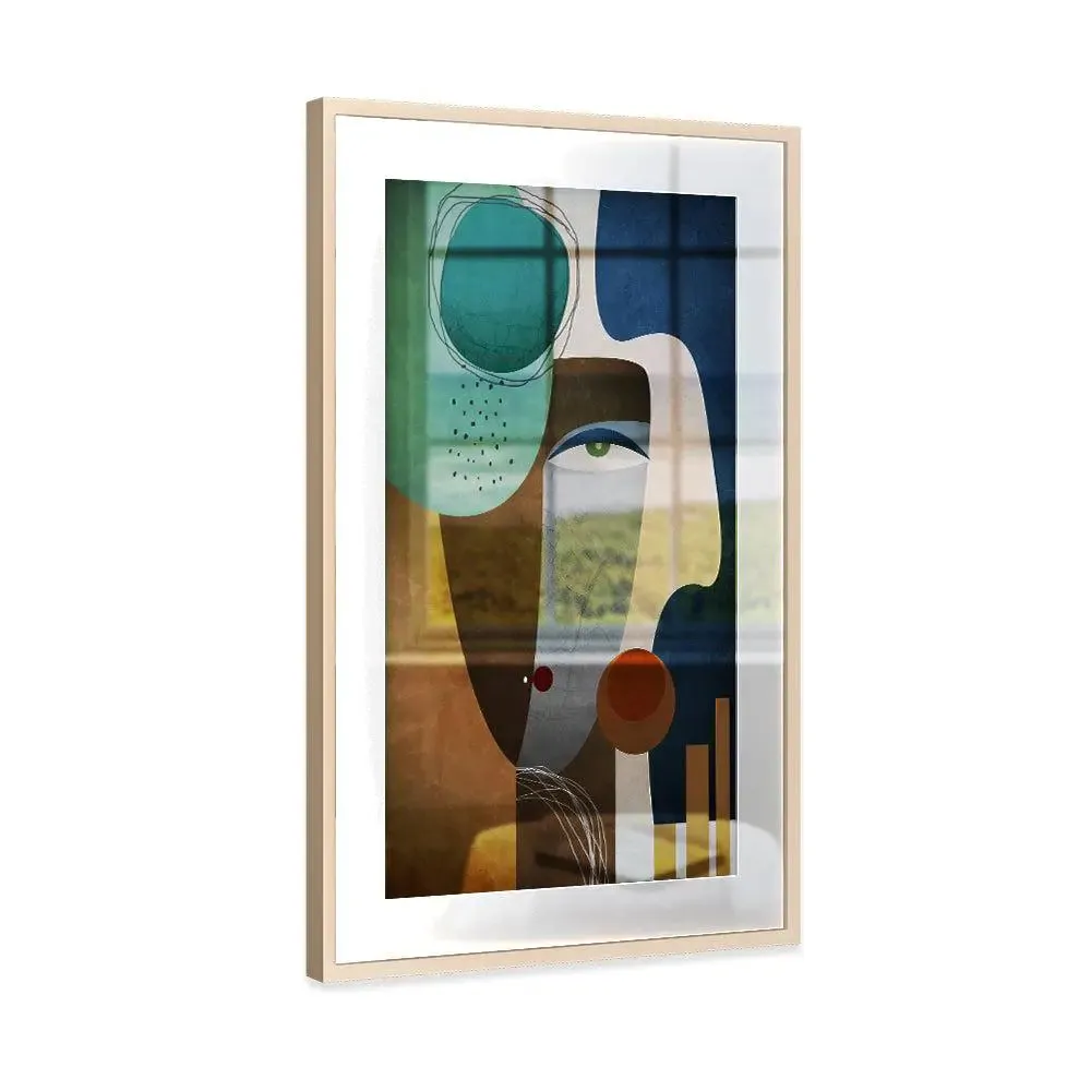 Abstract Lady Face Mounted Framed Art- Large