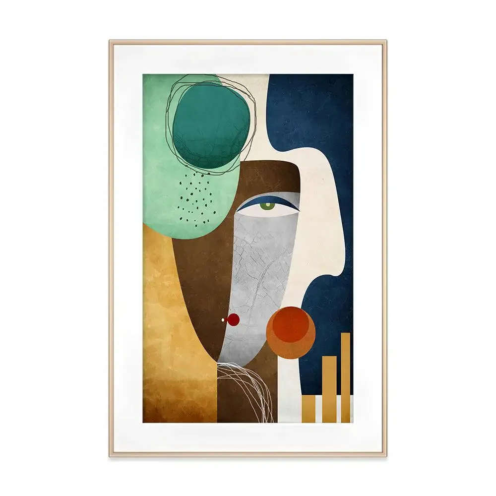 Abstract Lady Face Mounted Framed Art- Large