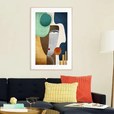 Abstract Lady Face Mounted Framed Art- Large