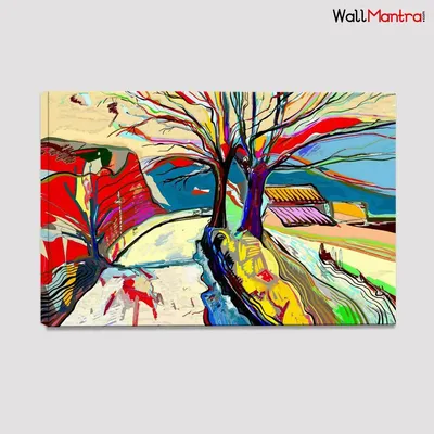 Abstract landscape Painting / Canvas Printed Painting Stretched on Wood Bars 61 x 41cm
