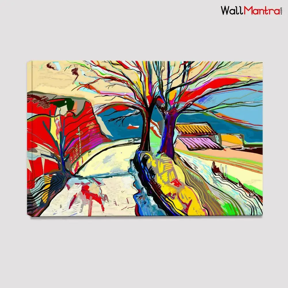 Abstract landscape Painting  Printed Painting Stretched on Wood Bars 61 x 41cm