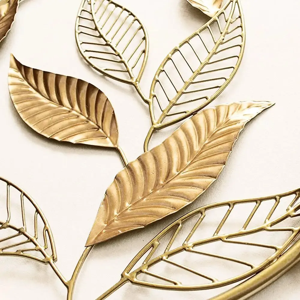 Abstract Leaf Metal Wall Art in Golden Finish