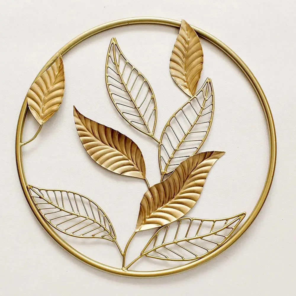 Abstract Leaf Metal Wall Art in Golden Finish