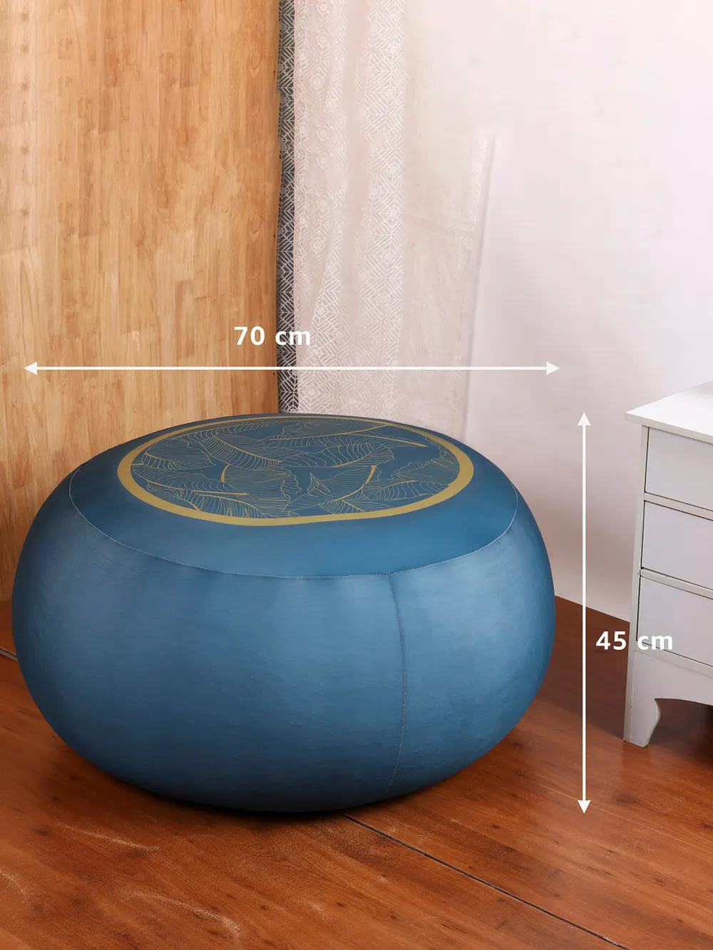 Abstract Leafy Pattern Grey Bean Bag (Beans Not Included) XL