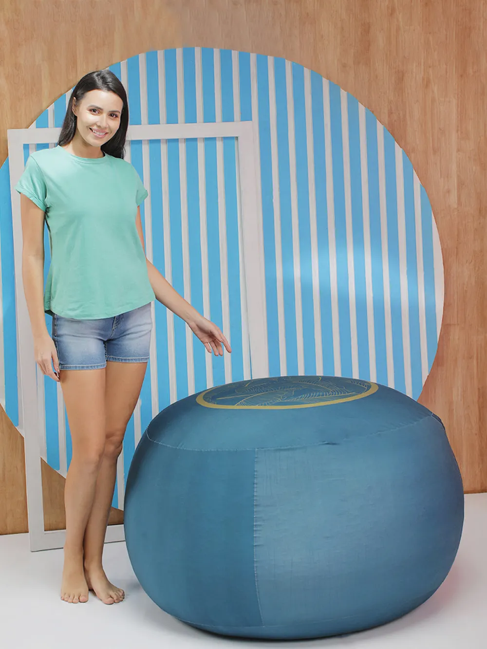 Abstract Leafy Pattern Grey Bean Bag (Beans Not Included) XL