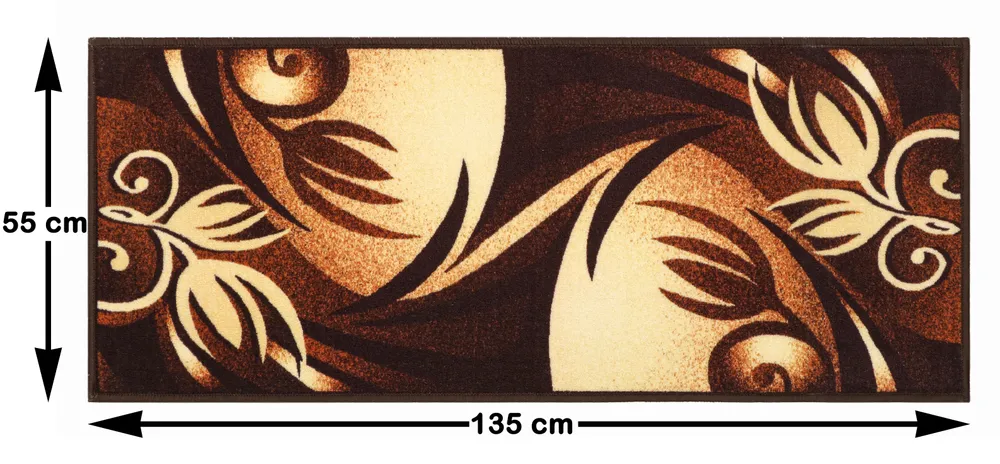 Abstract Lotus Designer Cream & Brown Polyviscose Bedside Runner