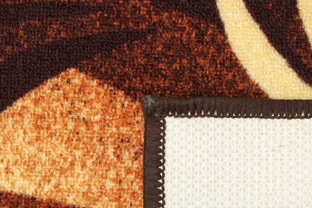 Abstract Lotus Designer Cream & Brown Polyviscose Bedside Runner