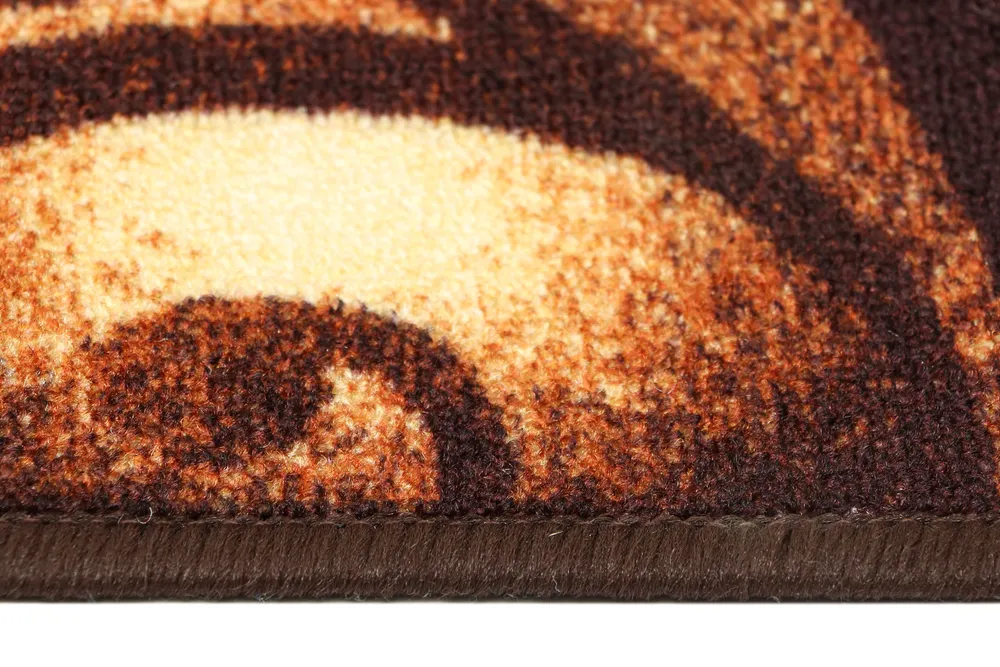 Abstract Lotus Designer Cream & Brown Polyviscose Bedside Runner