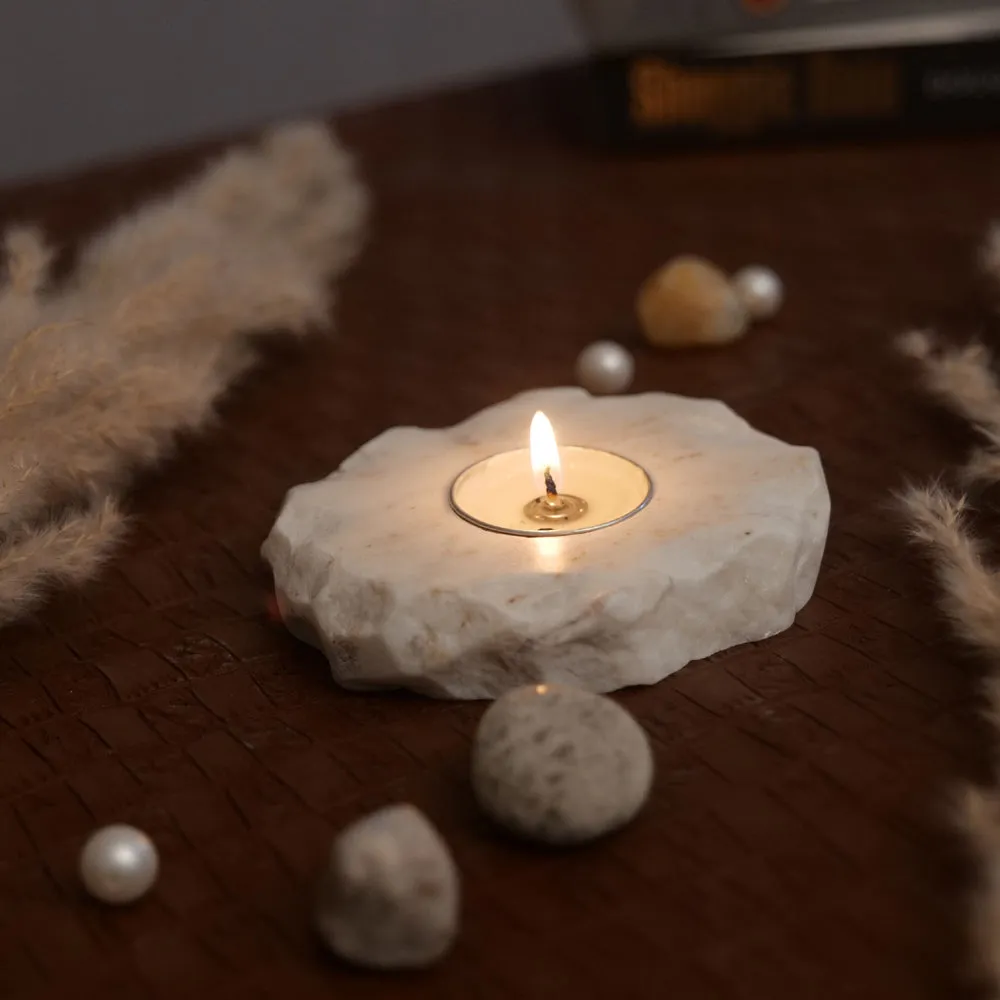 Abstract Marble & Semi Precious Stone Tealight Candle Holder