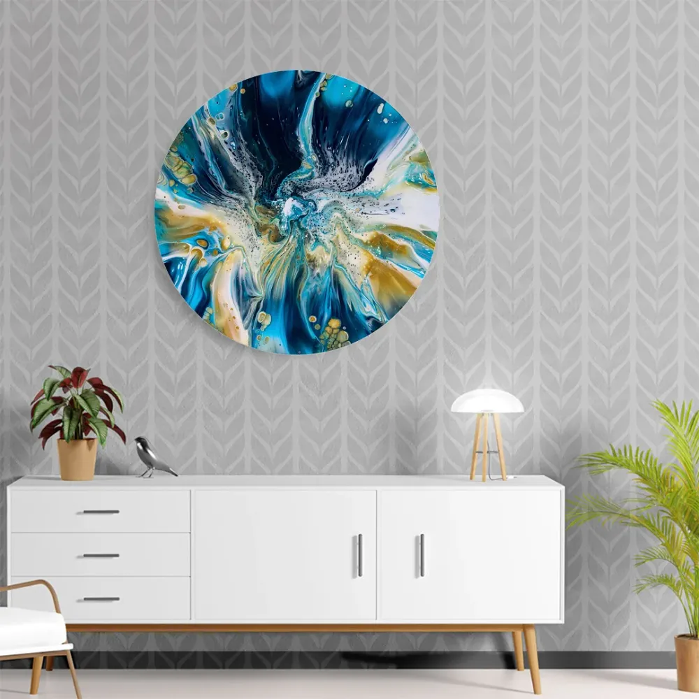 Abstract Modern Art Round Shape Canvas Painting Regular