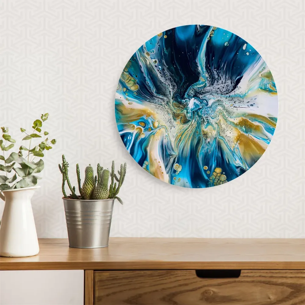 Abstract Modern Art Round Shape Canvas Painting Regular