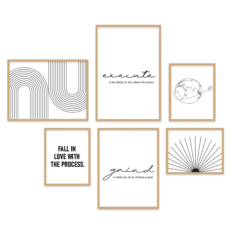 Abstract Office Frame Sets In Black &amp; White Modern Design