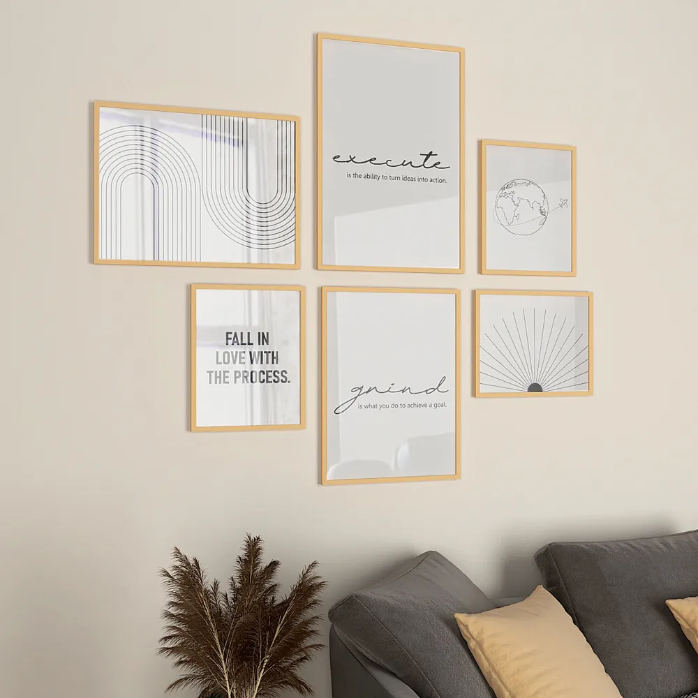 Abstract Office Frame Sets In Black &amp; White Modern Design