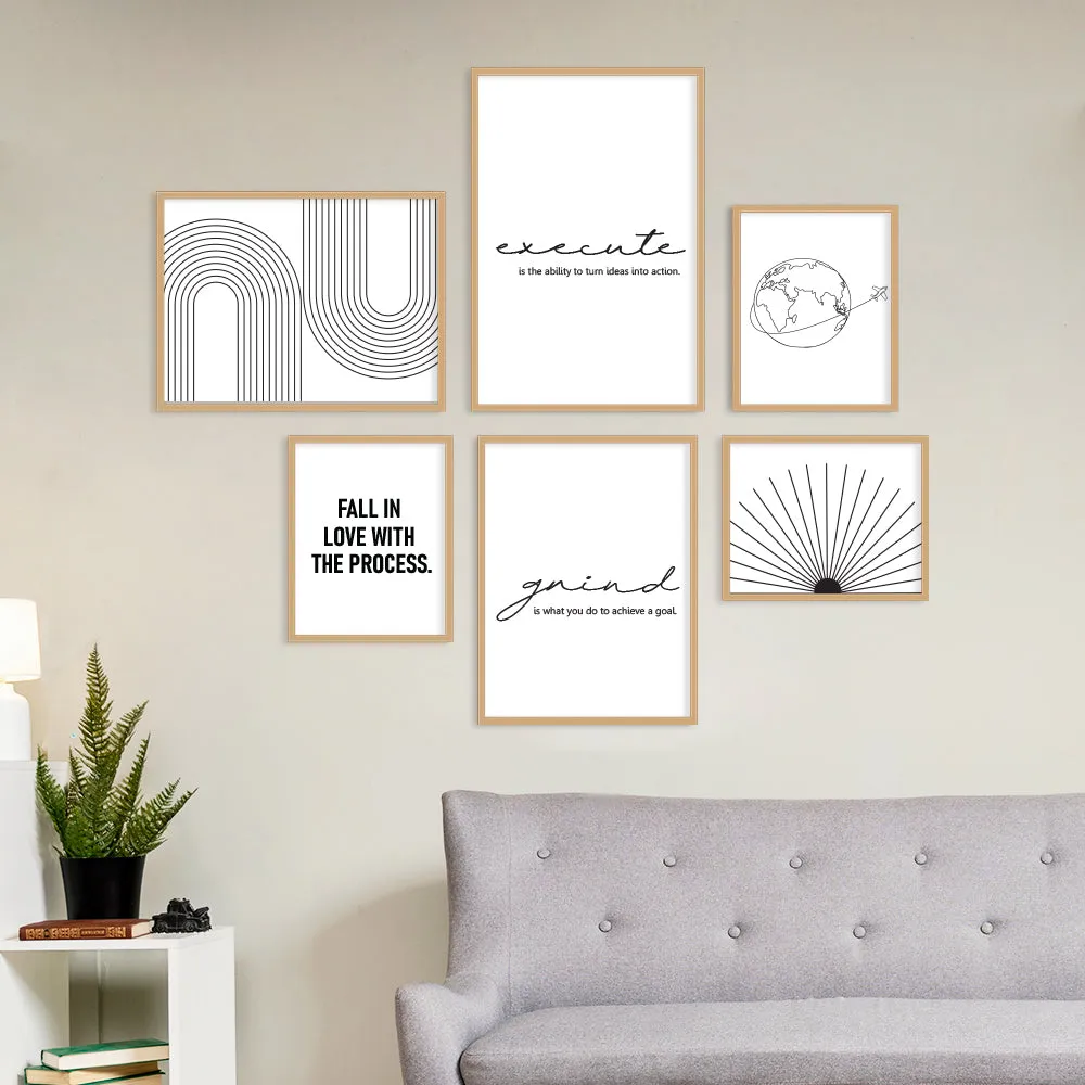 Abstract Office Frame Sets In Black &amp; White Modern Design