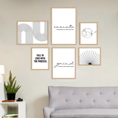 Abstract Office Frame Sets In Black &amp; White Modern Design