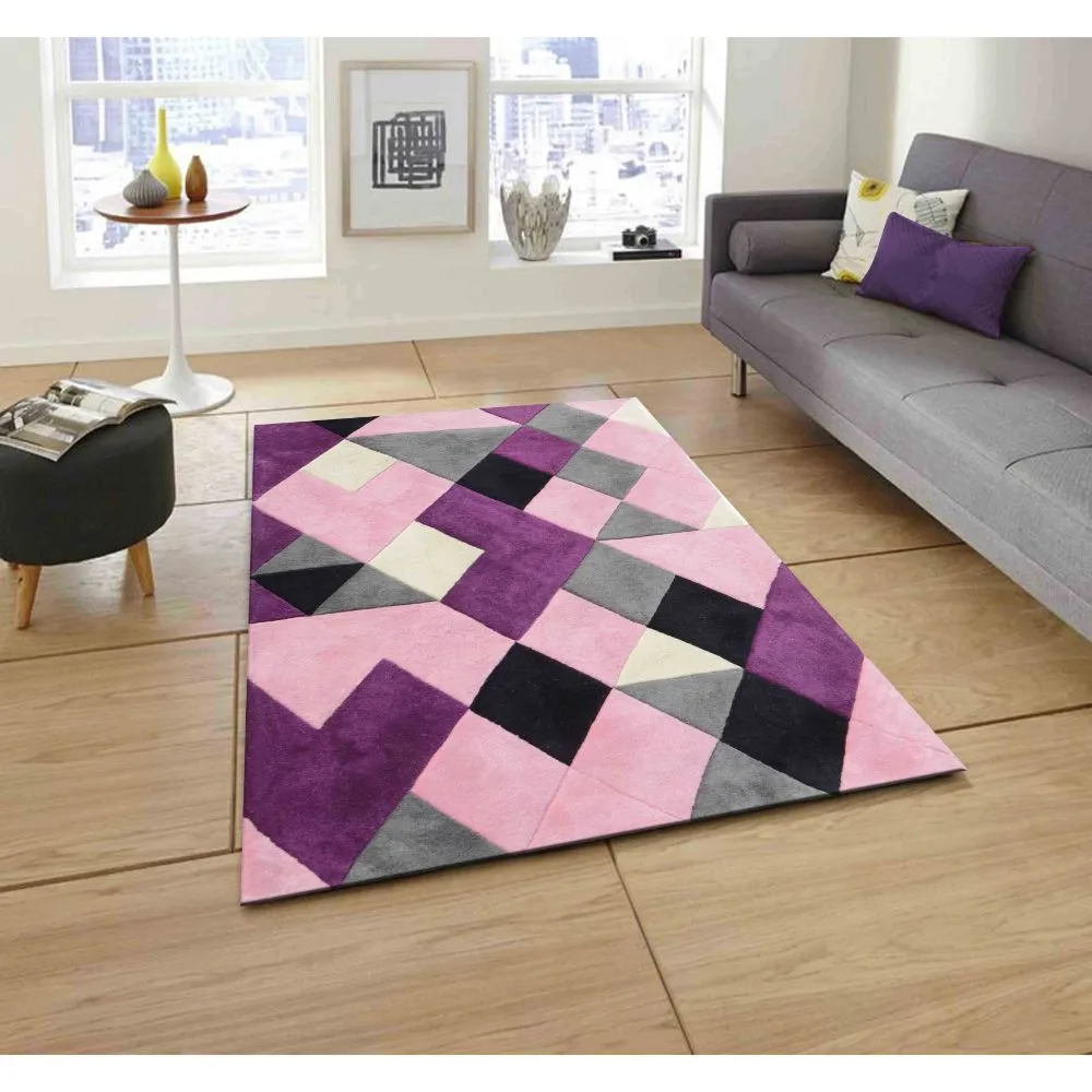Abstract Patterned Purple & Pink Designer Area Carpet 2*5ft